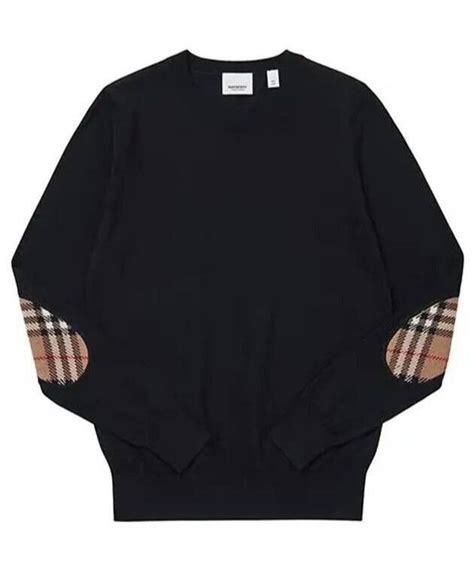 pullover burberry patches shoulder|$830 BURBERRY BEMPTON BLACK MERINO WOOL ELBOW .